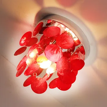 Морски раковини 20 см червено/бяло/розово/лилаво/жълто E27 Модерна кратка мода във формата на миди балкон тавана лампа осветление FG266