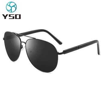 YSO 2020 Черни Мъжки Слънчеви Очила Polarized UV400 Защита на Слънчеви Очила За Шофиране, Риболов, Туризъм, Големи Лещи Ретро Очила
