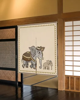 Етнически Слон Индийски Стил Японски Врата Завесата Памук Бельо Кухненската Врата Завеси Преграда, Баня С Дръжки Завеси
