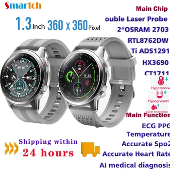 Лазерно Лечение на Смарт Часовници ЕКГ ТОЧКИ Smartwatch Термометър Диапазон на Температурата на Тялото Ti Чип Spo2 Измерване на Сърдечната Честота M6 Xiaomi 