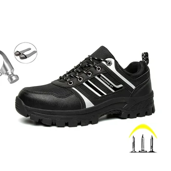 Работна обувки със Стоманени Пръсти От въздушна Мрежа, Мъжки И Дамски Обувки, Неразрушаемая Защитни Обувки, Работни, Защитни Ботуши със защита От Пробиване, Мъжки-Големи Размери 39-46