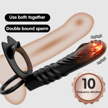 Мъжки секс играчка за възрастни двойка 10 честотата на ново, двойно проникване анален накрайник вибратор анален вибратор с пенис накрайник влагалището двойка sextoy