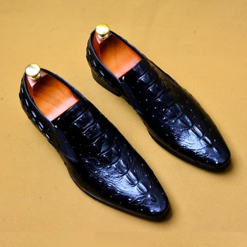 Мъжете Рокля Обувки Бизнес Официално Естествена Кожа Оксфорд Обувки Обувки Големи Размери Ежедневни Ретро Черно Кафяво Червено Вино 2019 Нова Мода